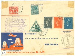 LUCHTPOST BRIEF UIT 1938 * KLM EEUWFEEST DINGAANSVLUCHT AMSTERDAM - PRETORIA V.v. (8686) - Storia Postale