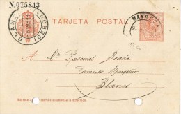 9803. Entero Postal MANRESA (barcelona) 1911. Alfonso XIII Medallon - 1850-1931
