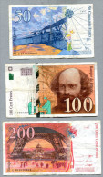 3267 - FRANKREICH - 3 Banknoten - 50,100, 200 Francs Gebraucht - FRANCE, 3 Banknotes - Zonder Classificatie