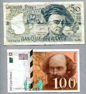 3269 - FRANKREICH - 2 Banknoten, 50 + 100 Francs Gebraucht - FRANCE, 2 Banknotes - Other & Unclassified