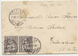 1881 2 Mal 5 Rp. Sitzende Helvetia Auf Brief Von Zürich - Lettres & Documents