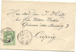 1877 25 Rp. Sitzende Grün Brief  Von Zürich Nach Leipzig - Covers & Documents
