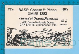 QSL Base Ou Mobile  "Chasse Et Pêche " Cap Santé P. Quebec ( XM-55..., CB Radio  CPM ) Recto/verso - Autres & Non Classés