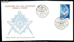 O)1985 BRAZIL,FDC,CENTENARY OF MASON LODGE ESTRELLA D´OESTE, MASON EMBLEM,MAP BRAZIL STAMP - FDC