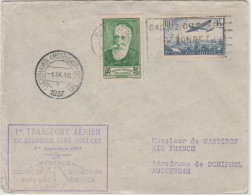 FRANCIA - France - 1937 - PREMIER TRANSPORT De COURRIER AERIEN Sans SURTAXE - PARIS - AMSTERDAM (HOLLANDE) - First Flight Covers