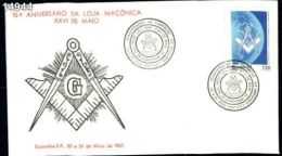O)1987 BRAZIL,FDC,10TH ANNIV, OF FOUNDATION OF MASON LODGE OF MAIO, MASONIC EMBLEM,MAP BRAZIL STAMP - FDC