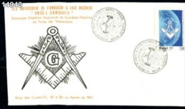 O)1987 BRAZIL,FDC,25TH ANNIV, OF FOUNDATION OF MASON LODGE UNITY AND CHARITY, MASONIC EMBLEM,MAP BRAZIL STAMP - FDC