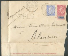 E.P. Enveloppe 10 Centimes Fine Barbe Obl. Télégraphique BRUXELLES (MIDI) En Exprès Le 8 Novembre 1902 Vers Blandain - - Letter Covers