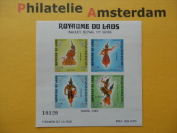 Laos 1969, BALLET ROYAL: Mi 250-52, Bl. 47 II, ** - Danse