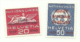 1960 - Svizzera S408/09 Anno Mondiale Rifugiato C3493, - Oficial