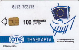 Telefonkarte Griechenland  Chip OTE   Nr.43  1994  Ø112  Aufl. 772.000 St. Geb. Kartennummer  76217Ø - Griechenland