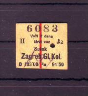 Railway Ticket Croatia 1940 Y Susak Zagreb Main Station - Sonstige & Ohne Zuordnung