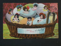 Ref3070 WA CPA Joyeuses Paques - Enfants Dans Un Panier Sortant D'oeufs - 1906 Série 437 - Pascua