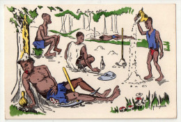 Illustrateur P. Huguet, En Plein Effort, Afrique, Colonialisme, Sieste, Travail - Huguet