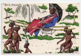 Illustrateur P. Huguet, Taxi-la-brousse, Afrique, Colonialisme - Huguet