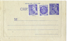 LINT 4 - EP CARTE LETTRE MERCURE 1f + COMPL.TS NEUVE - Cartoline-lettere