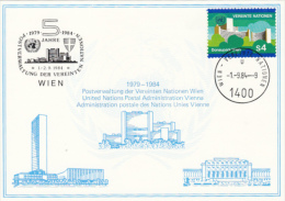 UNITED NATIONS- VIENNA HEADQUARTERS, CM, MAXICARD, CARTES MAXIMUM, 1984, UNITED NATIONS VIENNA - Cartes-maximum