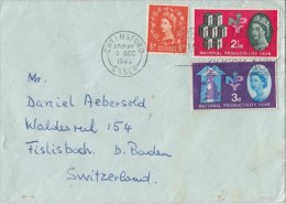 QUEEN ELISABETH 2ND, PRODUCTIVITY, STAMPS ON COVER, 1962, UK - Brieven En Documenten