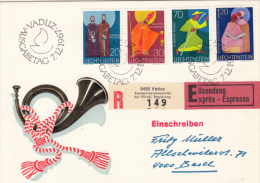 SAINTS, EMBOISED REGISTERED SPECIAL COVER, 1967, LIECHTENSTEIN - Cartas & Documentos