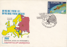 VARSOVIA TREATY DESOLUTION, SPECIAL COVER, 1991, ROMANIA - Storia Postale