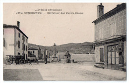 Combronde, Carrefour Des Quatre-Routes, 1911, N° 2860, Attelage De Boeufs - Combronde