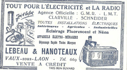 Tout Pour L'électricité Et La Radio ..LEBEAU & HANOTEAUX Vaux-sous-Laon - Electricité & Gaz