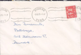 Norway Deluxe STAVERN TMS Cancel 1973 Cover Brief To Denmark - Lettres & Documents