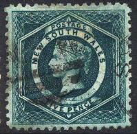 New South Wales #65b XF Used 5p Dark Blue Green Victoria (perf 11) From 1882-91 - Gebruikt