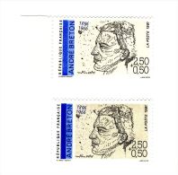 André Breton YT 2682 Avec Le Bandeau Bleu Clair .  Superbe , Voir Le Scan . Cote Maury N° 2681a : 115 € . - Unused Stamps