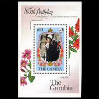 GAMBIA 1985 - Scott# 559 S/S Queen Mother LH (XP313) - Gambie (1965-...)