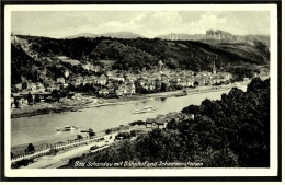 Bad Schandau / Sächs. Schweiz  -  Mit Bahnhof Und Schrammsteinen  -  Ansichtskarte  Ca.1940    (3559) - Bad Schandau