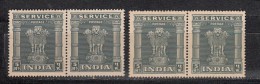 INDIA, 1950, Service, Rs 5,  2 Different Varieties/ Shades, Pairs,, Ashokan Capital, WMK/FIL, Multiple Stars,  MNH, (**) - Dienstzegels