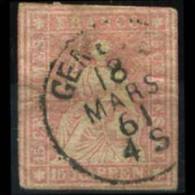 SWITZERLAND 1858 - Scott# 38 Helvetia 15r Used (XH440) - Gebraucht