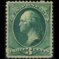 U.S.A. 1873 - Scott# 158 Washington 3c No Gum Toned(XJ579) - Ungebraucht