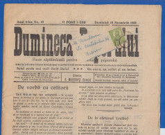 Rumänien; Wrapper 1922; Michel 252; Zeitung Dumineca Poporului Nr 45; 8 Seiten; Romania - Lettres & Documents