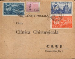 Romania- Private Postcard,addressed To One Surgical Clinics 1947 - Stamps King Mihai And Porto IOVR- 2/scans - Cartas & Documentos