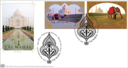 ONU Vienne 2014 - Patrimoine Mondial Inde Taj Mahal - FDC 2 Timbres Détachés De Feuille - FDC