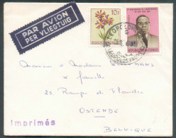 CONGO BELGE N°320 + REPUBLIQUE DU CONGO N°543 Obl. Sc LEOPOLDVILLE  Sur Lettre Par Avion Vers Ostende - 10073 - Otros & Sin Clasificación