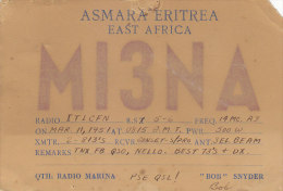 AA104- U.S.A. Army Postage Asmara Eritrea E.A.F. - A.P.O - QSL Card - Radio Marina - To Palermo - Radio