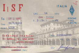 AA107- QSL - Radio Amateur - Ascoli Piceno Ancona Italy Italia - Radio