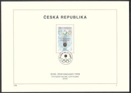 Czech Rep. / First Day Sheet (1998/02) Praha: XVIII. Winter Olympic Games Nagano 1998 (hockey Puck) - Invierno 1998: Nagano