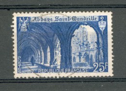 VARIÉTÉS FRANCE 1949 N° 842  ABBAYE ST- WANDRILLE 25 F  OBLITÉRÉ DOS TRACE CHARNIÈRES - Usados