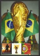 Portugal Mondial Football Brèsil Brasil Drapeau Carte Maximum 2014 Soccer FIFA World Cup Brazil Flag Maxicard - Maximumkaarten