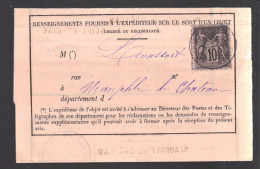 FRANCE N° 89 Obl. Neauphle Le Chateau S/formulaire Postal Entier Pour Objets Chargés Ou Rec. - 1876-1878 Sage (Type I)