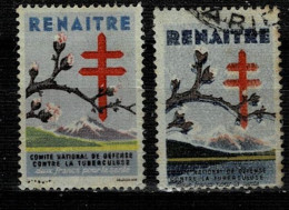 RENAÎTRE (inscription, Croix De Lorraine Branches Bourgeons Pré) Différents D'une Vignette à L'autre). - Antituberculeux