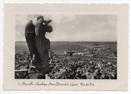 Cpsm - Marseille - Basilique Notre Dame De La Garde - Un Ange De La Plate-forme De La Tour - Vue Du Port - Notre-Dame De La Garde, Funicolare E Vergine