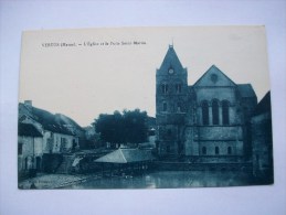 Ma Réf: 77-17-30.               VERTUS       L'Eglise Et Le Puits Saint-Martin   ( Teinte Bleue ). - Vertus