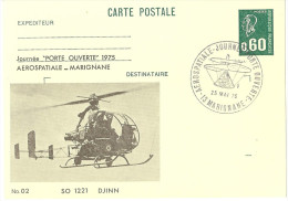 LINT4 - EP CARTE POSTALE BEQUET 60c REPIQUAGE "JOURNEE PORTE OUVERTE AEROSPATIALE MARIGNANE" MAI 1975 - Cartes Postales Repiquages (avant 1995)