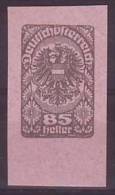 781k: Andruckprobe- Vorlagestück Einer Nicht Verausgabten 85 Heller Aus 1919, Rosa Papier - Varietà & Curiosità