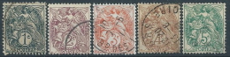 1900 FRANCIA USATO ALLEGORIA BLANC 5 VALORI - EDF207 - 1900-29 Blanc